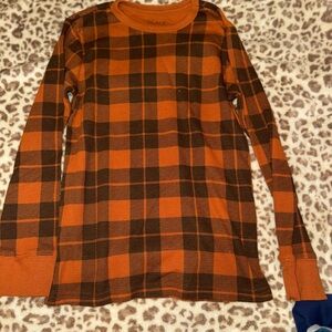 The Children's Place Orange and Black Plaid Long Sleeve Tee